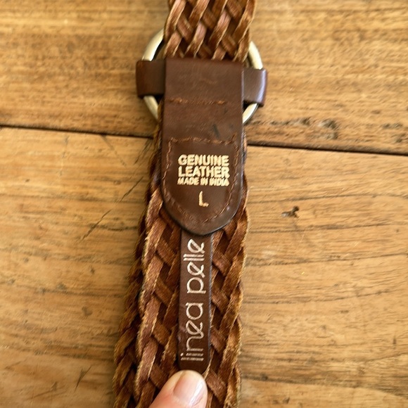 Linea Pelle Braided Woven Leather Brown Size Large Boho Style - Picture 5 of 9